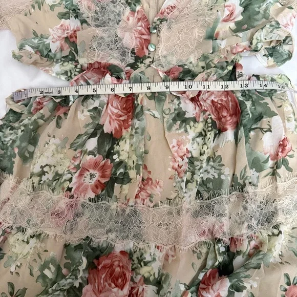 Floral print cutout long sleeve maxi dress with ruffle details - Picture 9 of 9